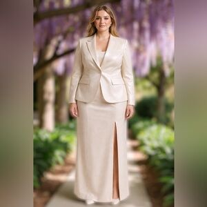 Elegant Cream Jacket and Dress Set